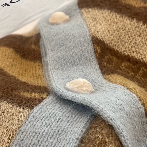 NWT Casablanca Diagonal Logo Cardigan mohair tan knit sweater - Picture 12 of 16